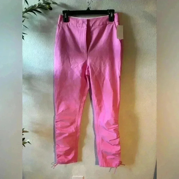 Derek Lam 10 Crosby Camryn Ruched Pants Bright Pink NWT Size 6‎ Orig $395 - Picture 1 of 9